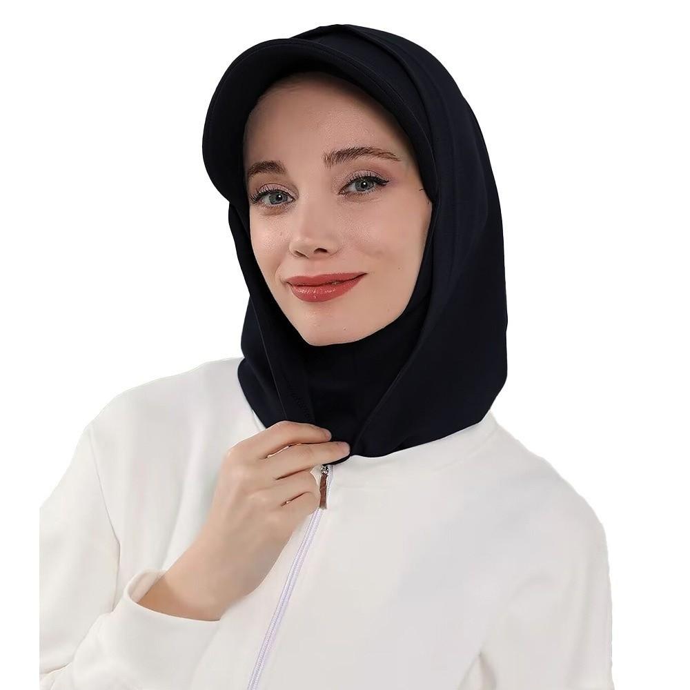 Sun Protection Sun Hat with Hood Solid Color Hijab Baseball Cap Turban Cap Outdoor Activities
