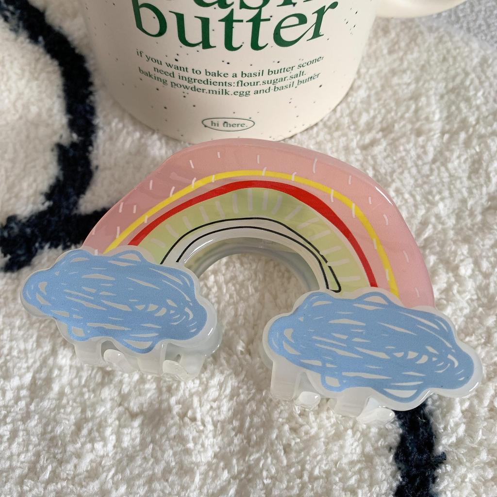 YHJ Милая радужная тучка акриловая заколка для волос - Женская заколка-акула с граффити для прически