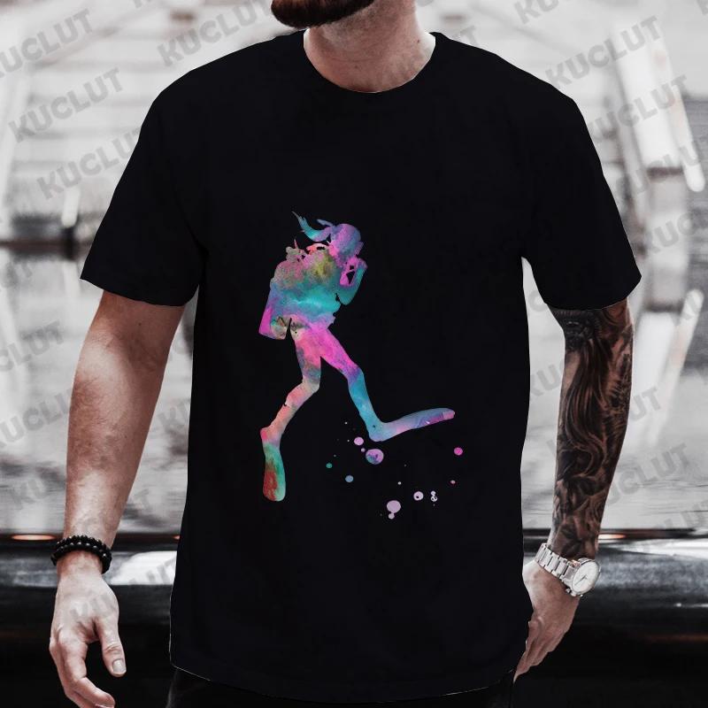 Diver 200 Bar Смешные футболки Мужские летние рубашки Harajuku с коротким рукавом Уличная одежда Топы свободного покроя Одежда для подводного плавания Мужская одежда