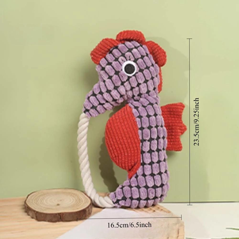 Seahorse Plush Toy for Dogs Bite Resistant Squeaky Rope Toy for Puppies Funny Dog Accessories