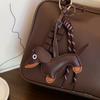 Vintage PU Leather Dachshund Keychain Pendant Cute Puppy Dog Charm Braided Rope Bag Pendant for Car Key Accessories