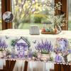 1 Милая кошка Лавандовый принт Круглая скатерть, Доступно 5 размеров, Элегантный лавандовый принт с эффектом тени Квадратная скатерть, Процесс тиснения края, Повседневная