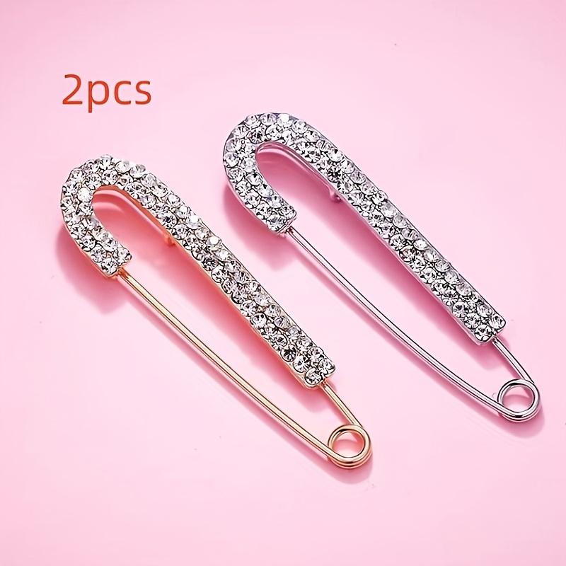2pcs Fashionable Delicate Clothes Button Pin Corsage, Made of Synthetic Zirconia and Alloy. It Is the Waist Circumference of the Pants That Is Revised