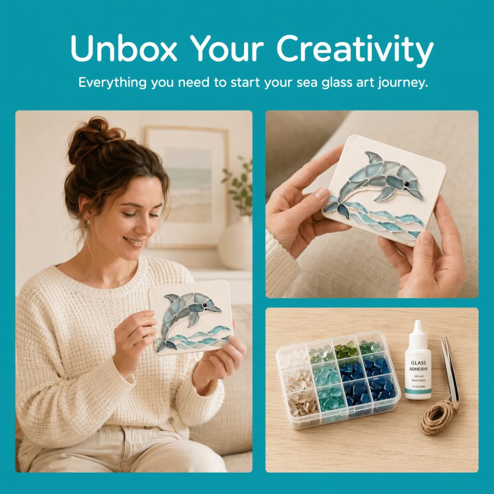 DIY Beginner Friendly Mosaic Kit Mosaic Craft Supply Glass Mosaic Kit Ocean Animals Theme