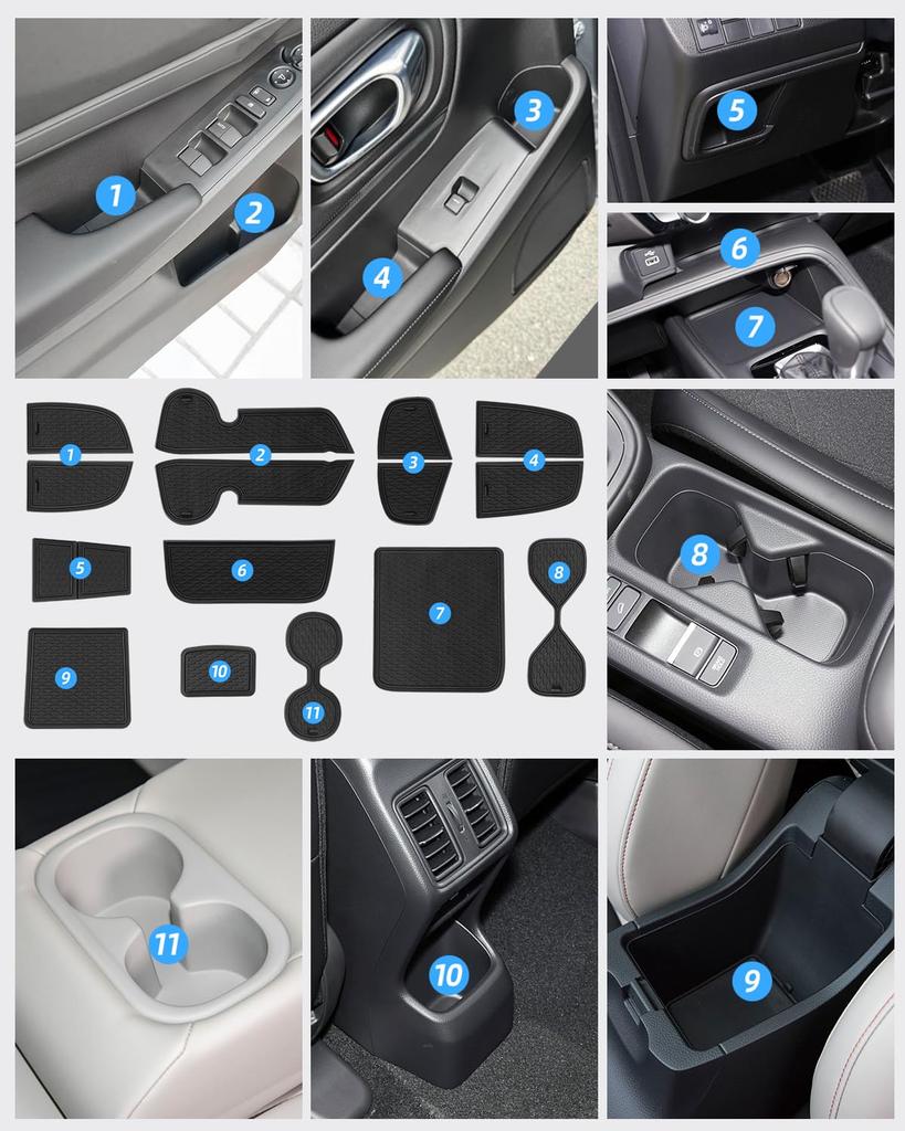 LANGBEAN Honda Vezel Interior Rubber Door Pocket Scratch and Noise Interior Vezel Custom Set of 15 RV-specific Mats, Non-Slip Mats, Prevention, Parts,