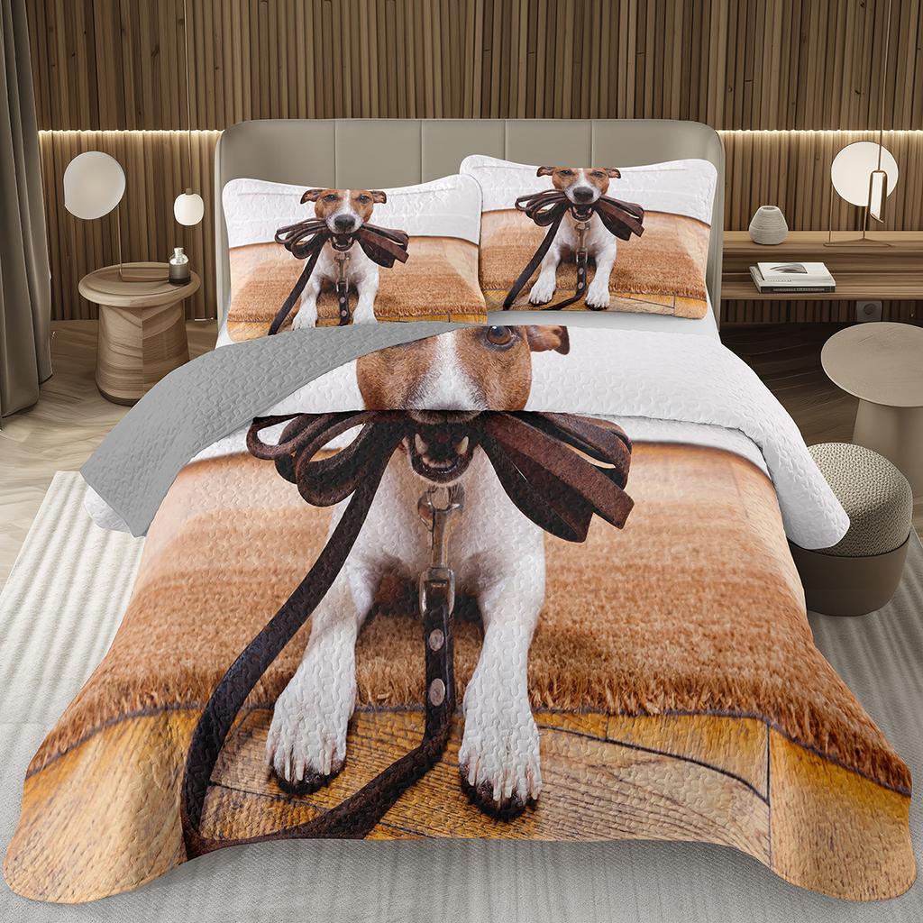 Забавный плед для собаки Твин Квин Каваи Животное Покрывало Мультяшный Домашний Питомец Собаки Постельный Набор Для Мальчиков Девочек Двусторонние Стеганые Покрывала