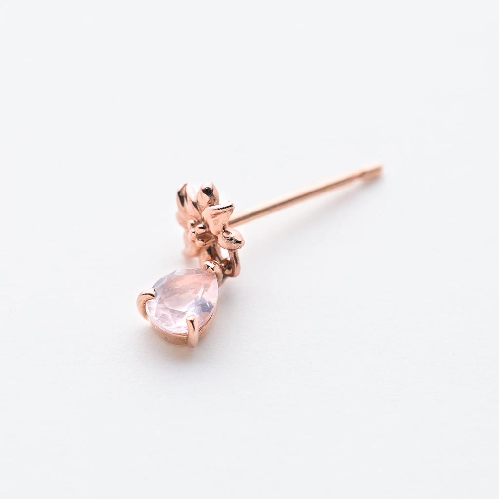 BLOOM In In Beautiful Hundred K10 Pink Gold Rose Quartz Poinsettia Earrings [BLOOM] [Published Sweet] [Published Flowers] 0221-0224-0049-0000