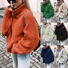 Women's Casual Oversize Chunky Knit Pullove Long Sleeve Elegant High-Neck  Vintage Chunky  Winter Pullove Sweater