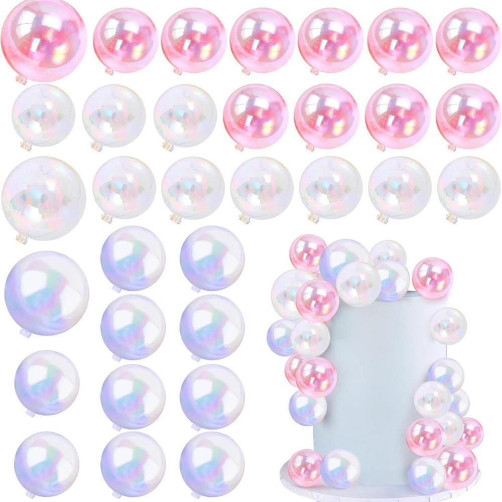 32PCS Mixed Sizes Ball Cake Toppers Transparent Cake Ball Decoration For Birthday Party