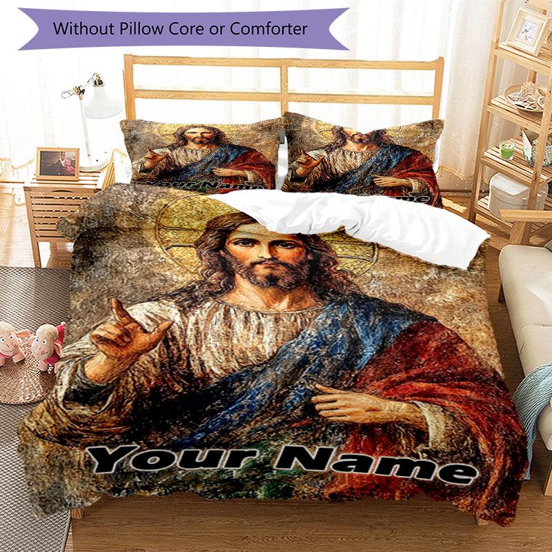 3pcs Custom Name "Divine Presence Personalized" Bedding Set Printed Bedding Set Duvet Cover Closure Includes 1 Duvet Cover & 2 Pillowcases Bedroom Dec
