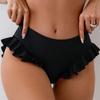 Women Swimming Trunks High-Waisted Ruffle Trim Bikini Bottoms with Tummy Control Quick-Drying Swimwear Beachwear