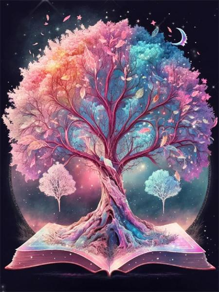 5D Diy Алмазная картина Фэнтези Дерево Вышивка Мозаика Книга Пейзаж Квадрат Круглый Домашний Декор