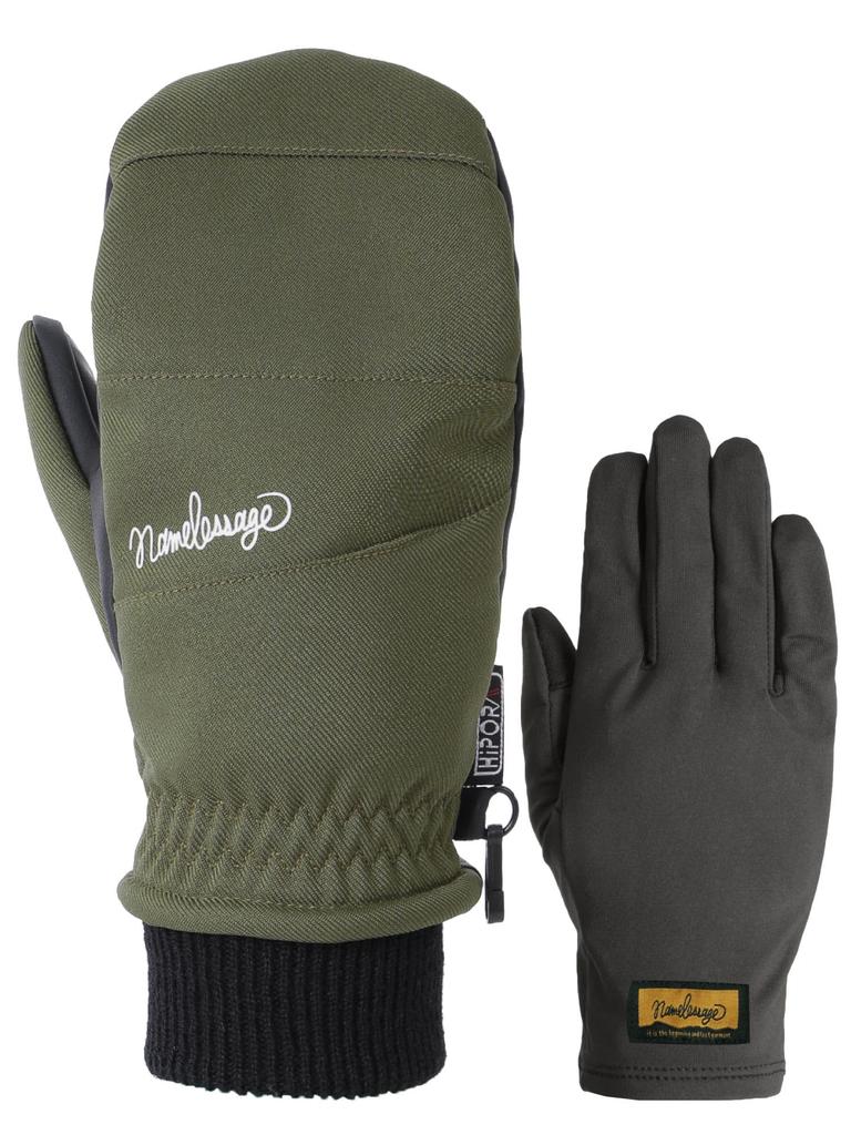 Namelessage Snowboard Gloves for Men and Mittens with Inner Size 8 Snow Women, Gloves, AGE-310M, Army, Small, Colors, Gloves, Gore-Tex