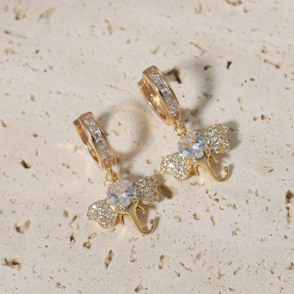 1 пара модных серег-подвесок в виде слонов для женщин, серьги с цирконами, ювелирные украшения, аксессуары для свадебной вечеринки