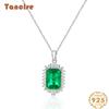 Tancise Jewelry Sterling Silver Luxury Emerald Pendant Foreign Trade Hot Selling Necklace 40 + 5