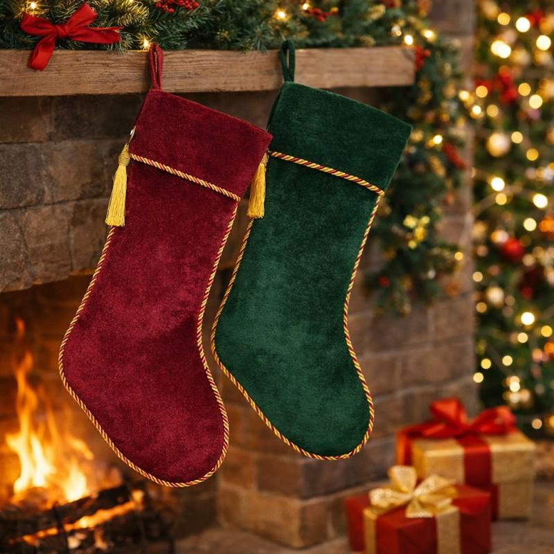 Velvet Christmas Stocking 18 Inch Hanging Sock Xmas Fireplace Home Decor
