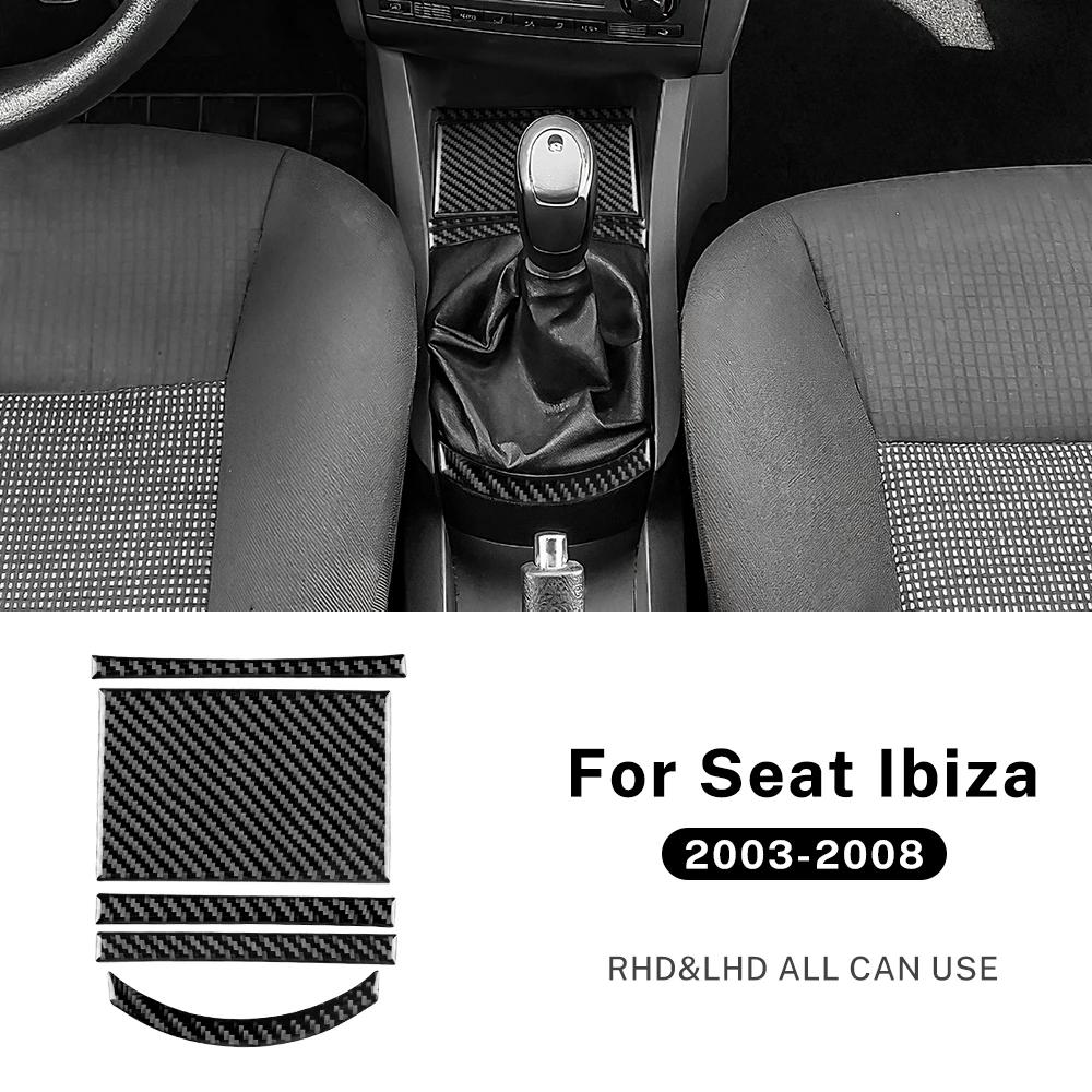 Real Soft Carbon Fiber Sticker For Seat Ibiza 2003 2004 2005 2006 2007 2008 LHD RHD Manual Car Gear Center Console Panel Trim
