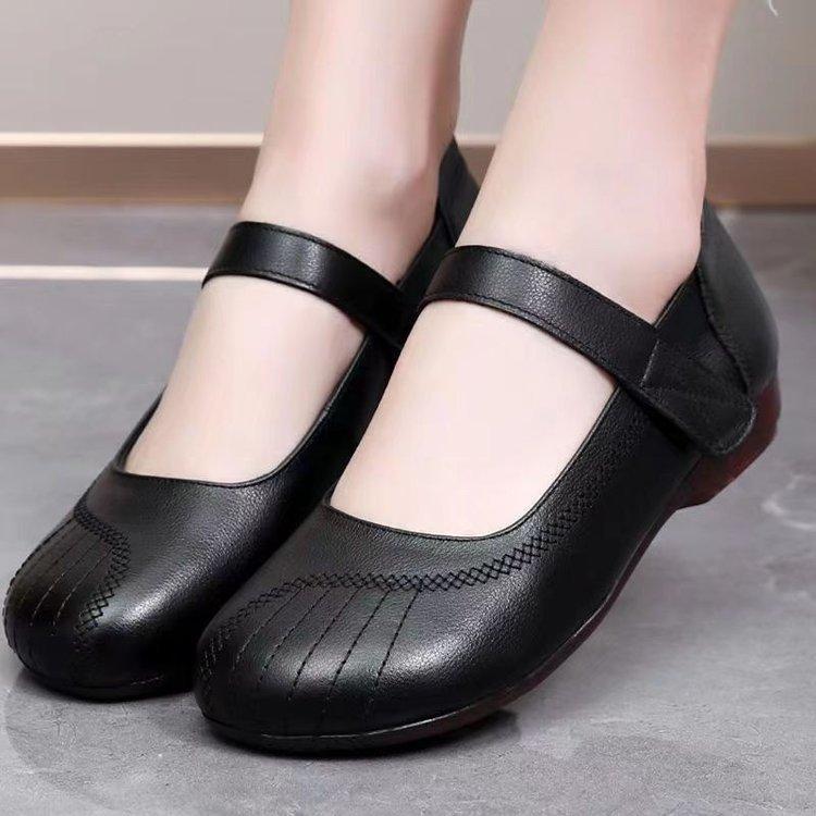 2025 весна новые одиночные туфли говяжьи сухожилия мягкая подошва удобные нескользящие износостойкие плоские подошвы долго стоят не устают люди среднего и пожилого возраста