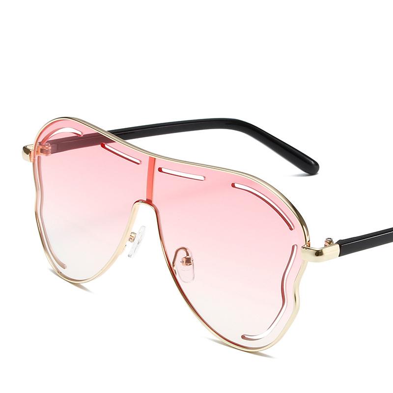 Oversized Hollow One-Piece Sunglasses Women Big Frame 2025 Luxury Brand Special-Shaped Sun Glasses For Ladies Eyewear Shades