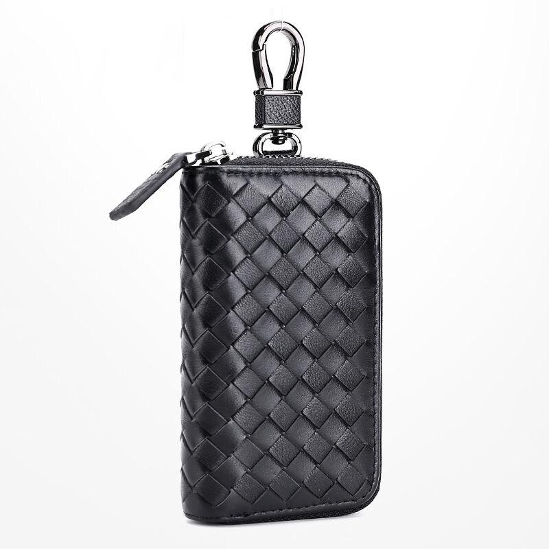 Кошельки для ключей из натуральной кожи, плетение на молнии, стильная сумка для ключей от автомобиля, многофункциональный футляр для карт, мужские и женские держатели для ключей, ключницы