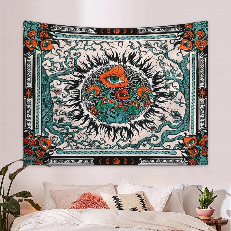 1pc Bohemian burning sun mushroom octopus tapestry psychedelic eye marine creature tapestry