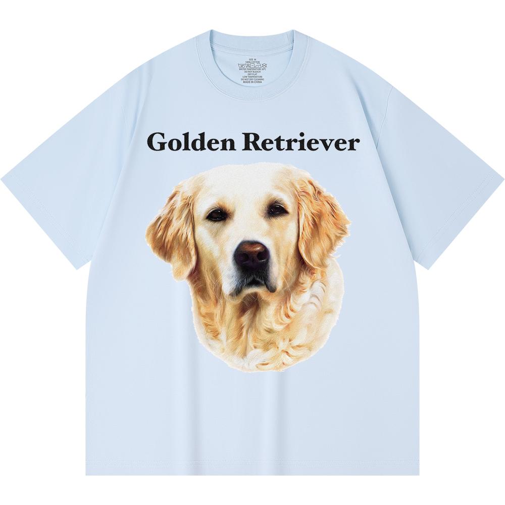 Футболка из 100% хлопка плотностью 230 г/м2 с принтом золотистого ретривера, забавная футболка из чесаного хлопка в стиле Харадзюку