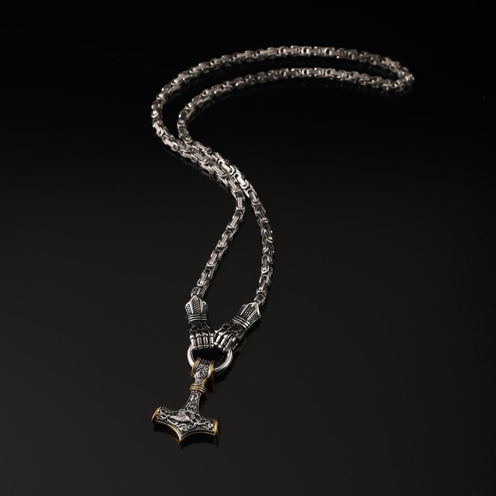 Популярный кулон-молот викингов на цепочке-королевской цепи - Ретро и смелый дизайн