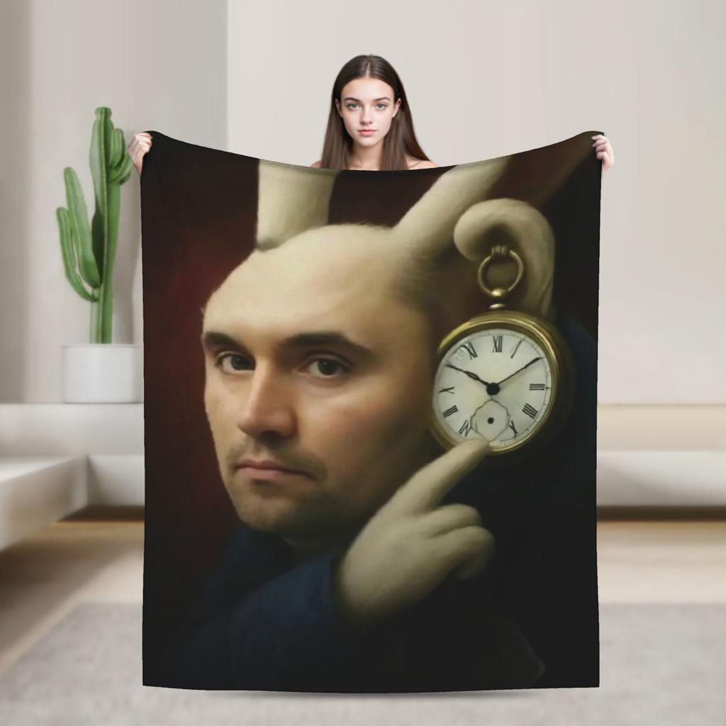 Charlie Kirk Creative Meme Funny Blankets Velvet Printed Blue Baby Multifunction Lightweight Throw Blankets for Home