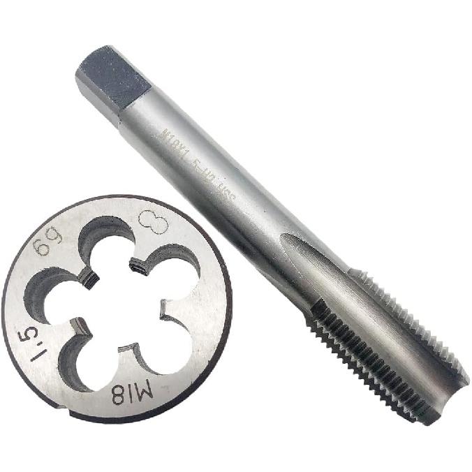 M18 x 1.5 Tap and Die Set Machine Screw M18x1.5 Tap Right Hand HSS, M18x1.5 Metric Thread Tool RH, M18 x 1.5 Thread Tap and Round Die Right Hand