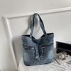 Vintage American Denim Canvas Bag Women's Large Capacity Shoulder Bag Casual Student Commuting To Class Versatile Tote Bag