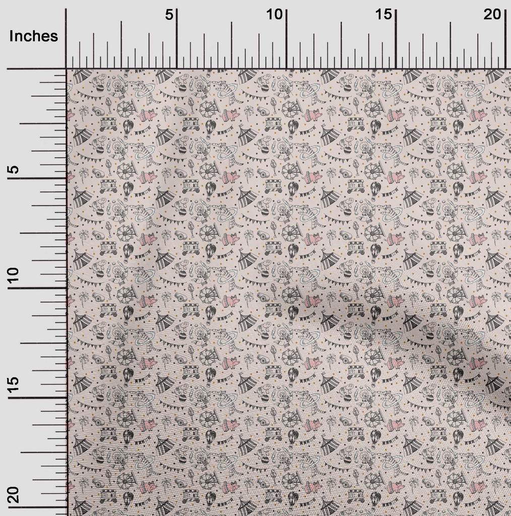 oneOone Cotton Flex Light Pale Pink Fabric Circus Sewing Material Print Fabric By The Yard 40 Inch