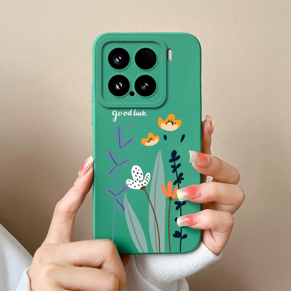 Чехол-конфетница для телефона Xiaomi 15 Pro, корпус, мягкий жидкий силикон, улучшенная полная защита, задняя крышка с цветами для Xiaomi15 Pro, Чехол