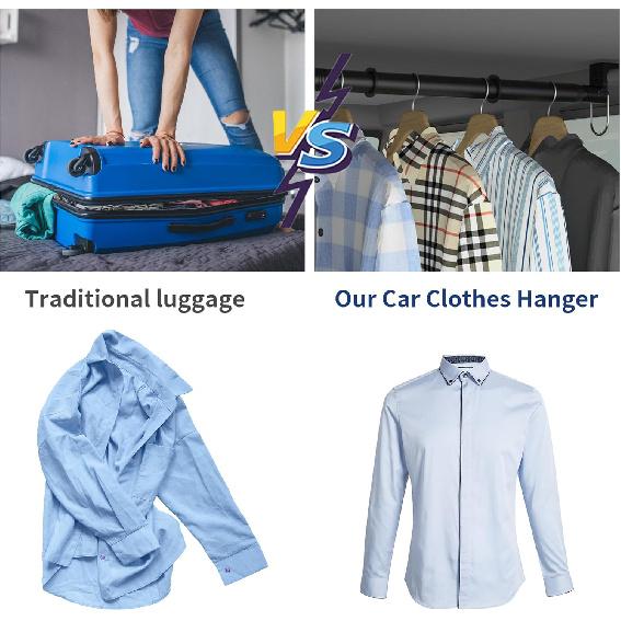 Heavy Duty Car Clothes Hanger Bar 30-64 Inches - Wrinkle Free Telescopic Clothes Rack For Vehicles, SUV, Truck