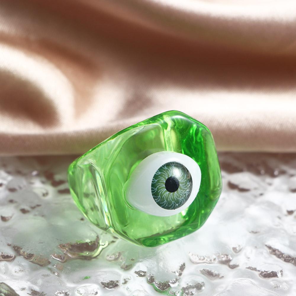 Личность Новый Панк Для Женщин Акриловые Модные Украшения Кольца Из Смолы Глаз Демона Кольцо На Палец