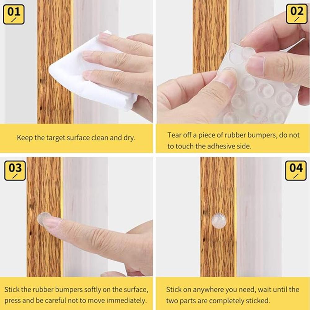 50Pcs/Sheet Rubber Silicone Anti-collision Particle Self Adhesive Transparent Furnitures Bumper Pad Door Cabinet Toilet Drawer