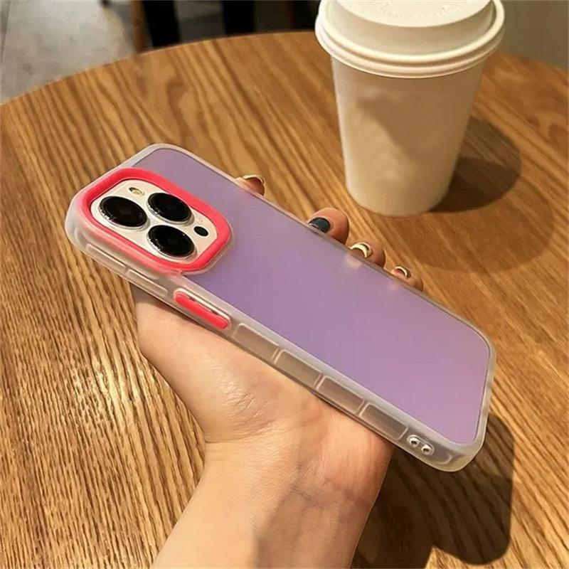 Роскошный матовый градиентный лазерный чехол для iPhone 11 12 13 14 15 Pro Max противоударный чехол для iPhone 15 14 Plus аксессуары для чехлов для телефонов