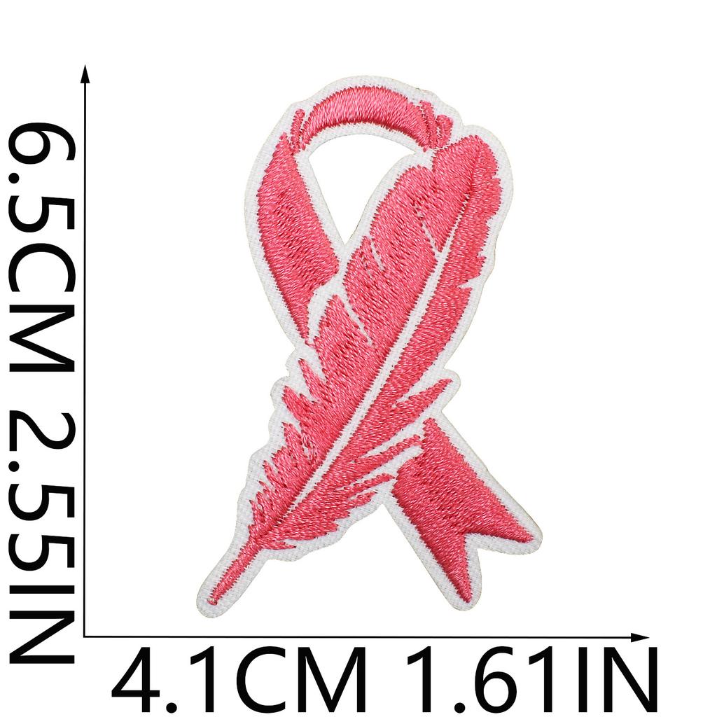 Health Day Embroidery Sticker Caring For Women Zhang Zai Computer Embroidery Label Clothes Bag Decoration Pink Ribbon Patch Sticker