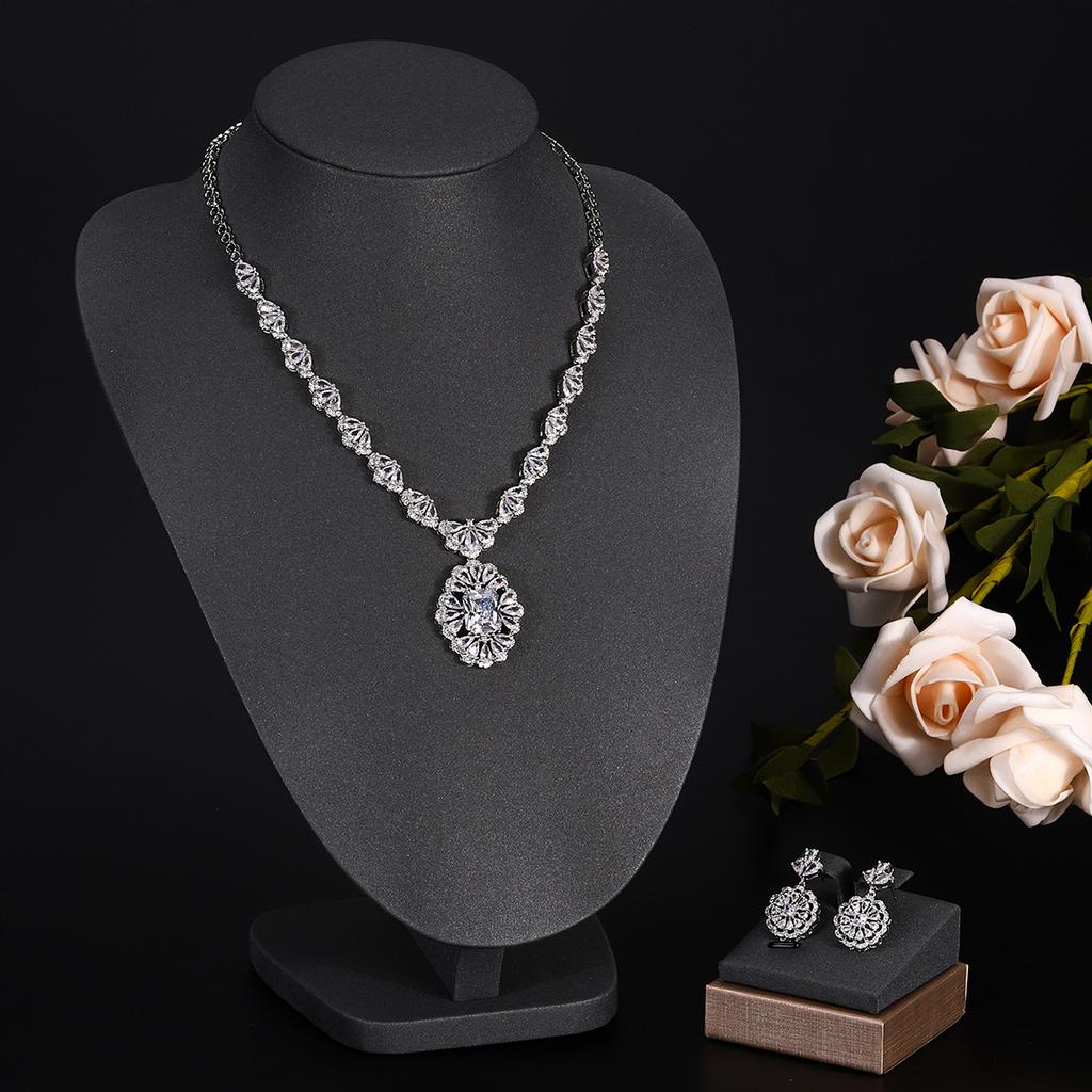 Ювелирные изделия в европейском и американском стиле, ожерелье с каплями воды из циркона, женственное свадебное платье, высококачественные свадебные украшения, комплект сережек-гвоздиков