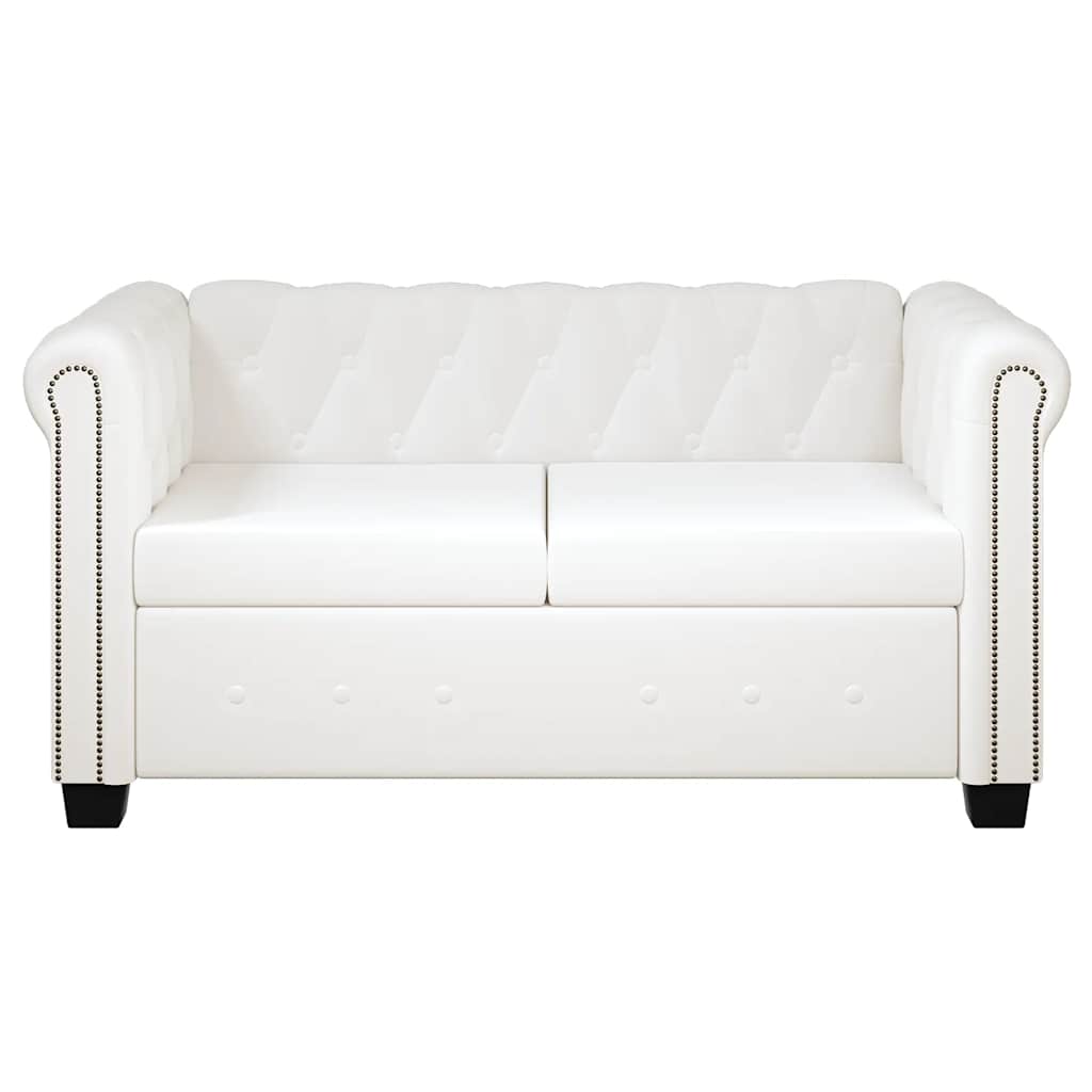Chesterfield 2 Seater Sofa Faux Leather White