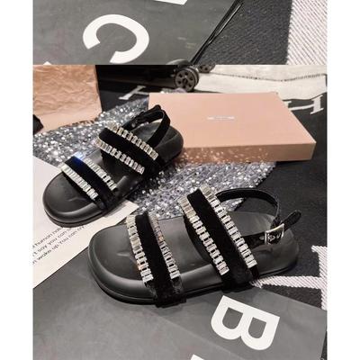 Летние новые сандалии-шлепанцы с открытым носком, повседневные, со стразами, женская обувь