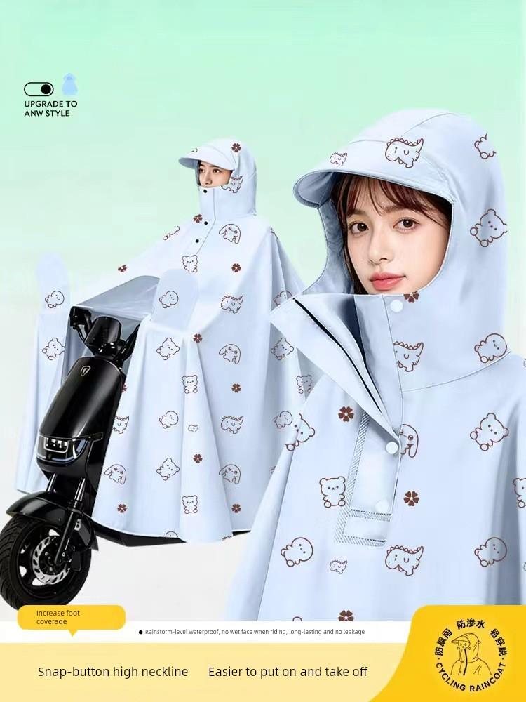 Electric Scooter Raincoat for Adults, Women's Long Full-Body Raincoat, Thickened and Enlarged for Heavy Rain, New Model for Cycling