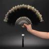 Vintage Folding Fan Feather Lace Chinese Craft Fans Dance Hand Fan Can DIY Feathers Fan Home Decoration