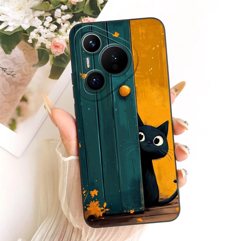 Чехол для телефона Huawei Pura 70 70Pro Pro+ 70 Ultra Корпус Жидкий силикон Мультяшный дракон Забавная кошка Рисунок с морским пейзажем Задняя крышка