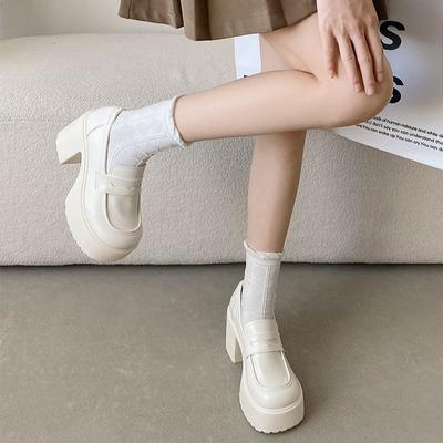 Туфли женские кожаные на платформе с одной педалью, в стиле ретро-колледжа, с круглым носком, черные, летние, на высоком каблуке, универсальные, в британском стиле