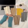 Solid Color Winter Gloves Soft Half Finger Mitten New Fingerless Gloves  Women