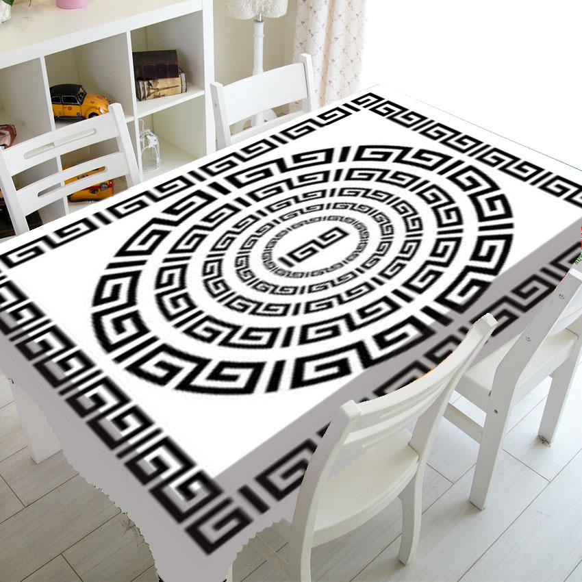 Черно-белая скатерть с овальным узором, домашний обеденный стол, декор для журнального столика, прямоугольная водонепроницаемая скатерть для пикника