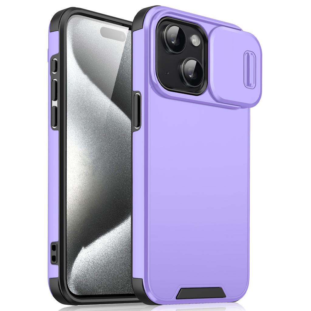 Чехол для iPhone 15 со шторкой для камеры, PC+TPU, Защитный чехол для телефона