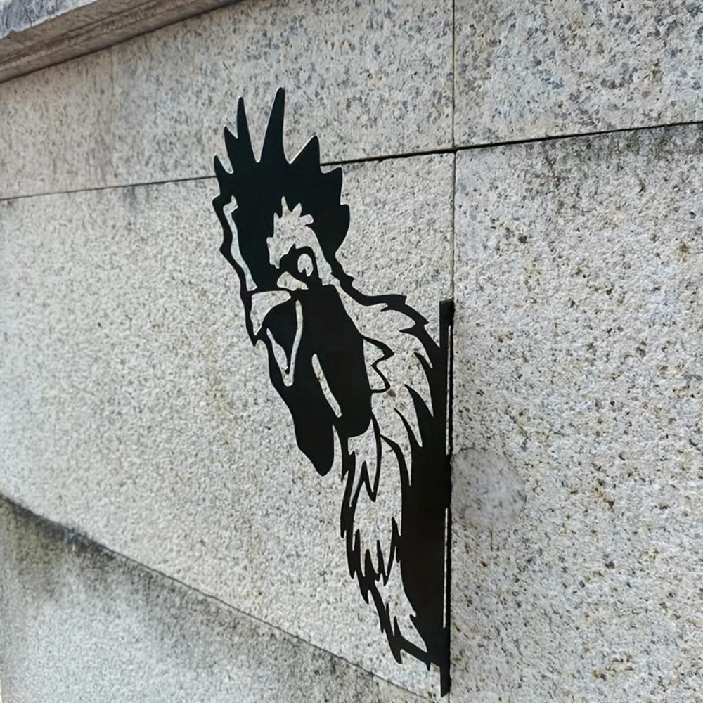 Подглядывающий силуэт головы животного на куриной ферме из железа - наружный декор из металла для садового забора и животноводства