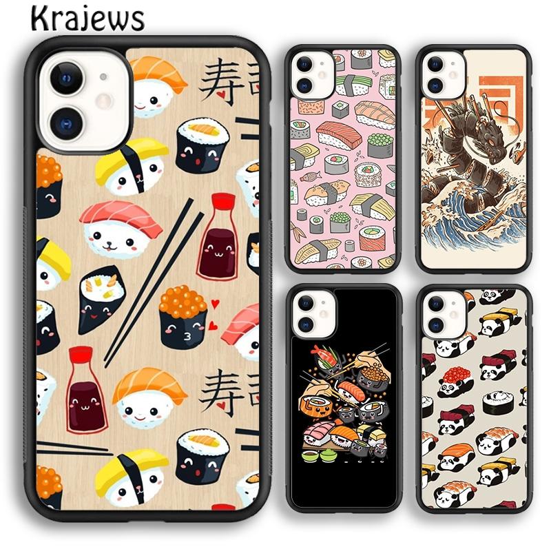 Krajews Кавайный Стек Суши Мягкий Чехол для Телефона Cover For iPhone 17 Air 16 15 14 plus 11 12 13 pro max Plus coque Fundas
