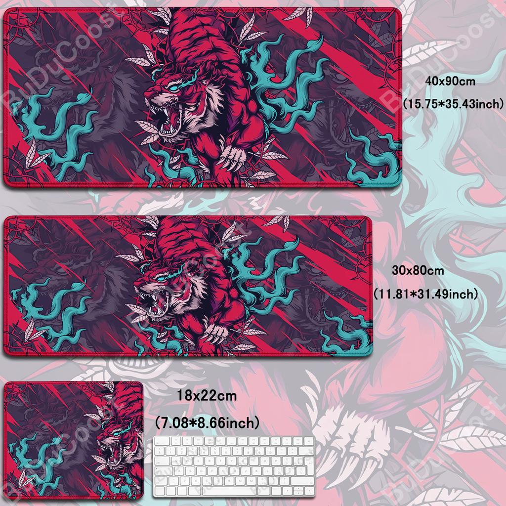 Anime Tiger Mouse Pad Large Size Laptop Computer Lock Edge Desk Mat Rubber Mousepad Gamer Carpet Gaming Accessories Keyboard Mat